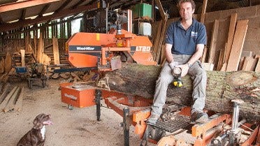 Henry Brown with his LT20 mobile sawmill at Grange Farm